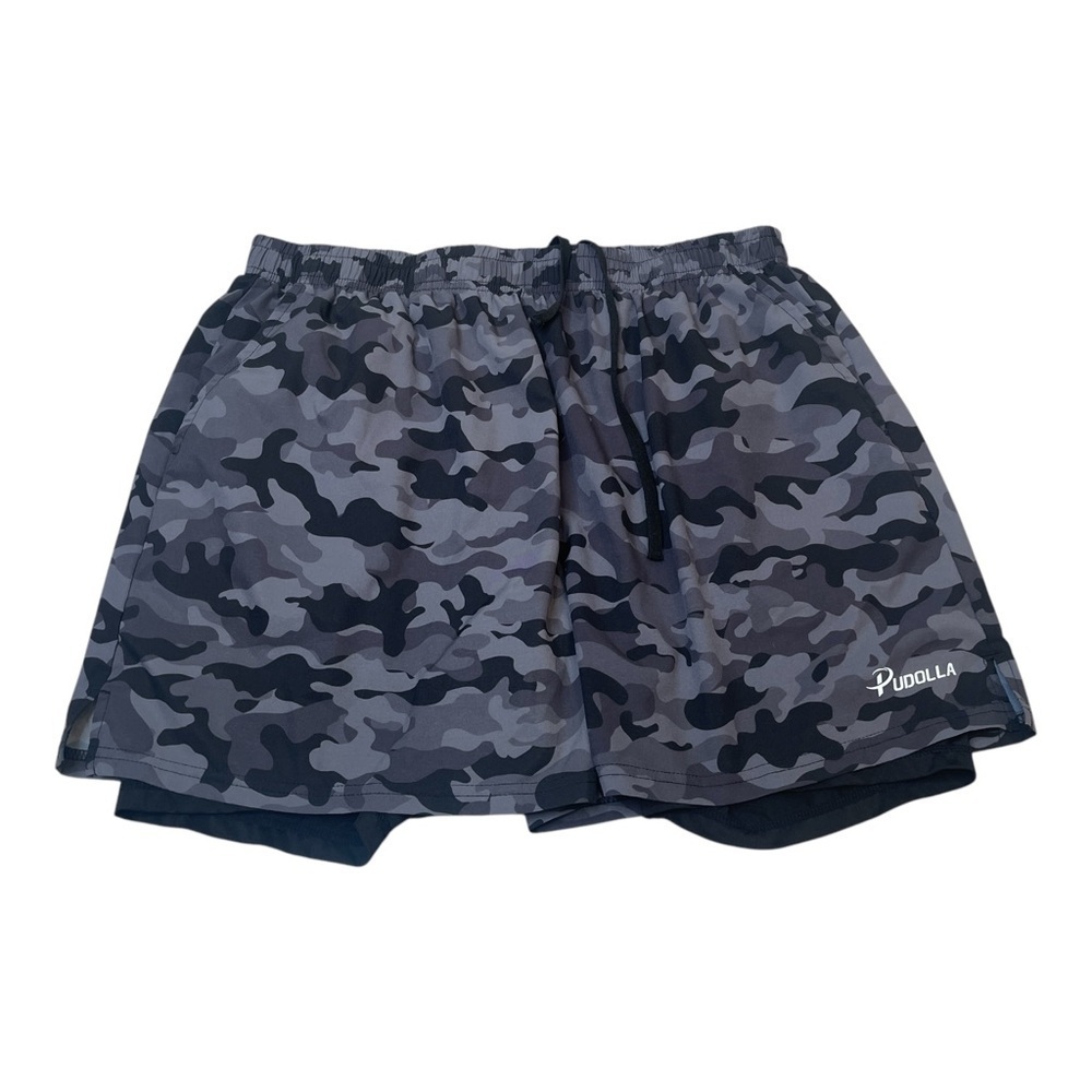 Pudolla Workout Running Lightweight Gym Athletic Shorts Gray Camo Men’s Size XL
